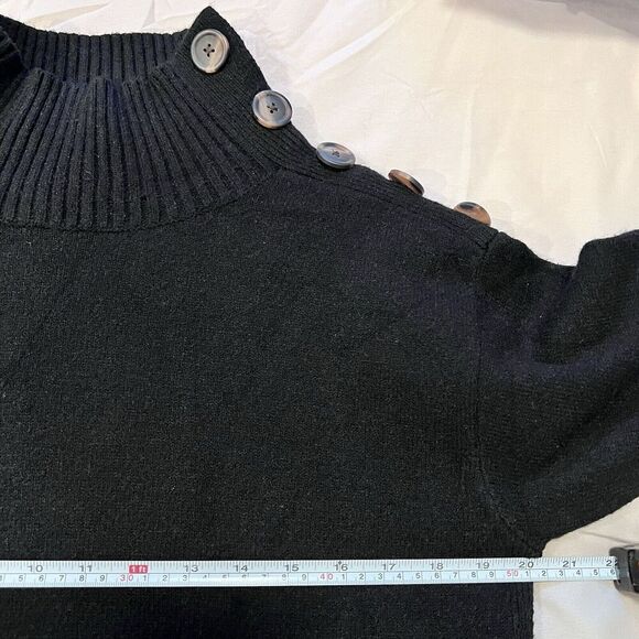 Anthropologie Women's Size Small Button Mock Neck Black Cozy Sweater Casual - Picture 13 of 13
